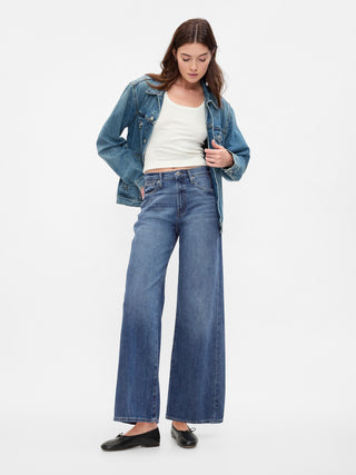 Jeans Wide Leg Talle Alto con Bolsillos