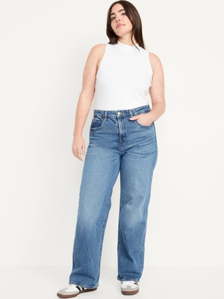 Jeans Wide Leg Talle Alto con Bolsillos