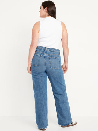 Jeans Wide Leg Talle Alto con Bolsillos
