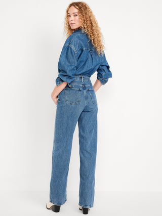Jeans Wide Leg Talle Alto con Bolsillos
