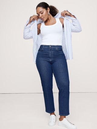 Jeans Recto Talle Alto con Bolsillos