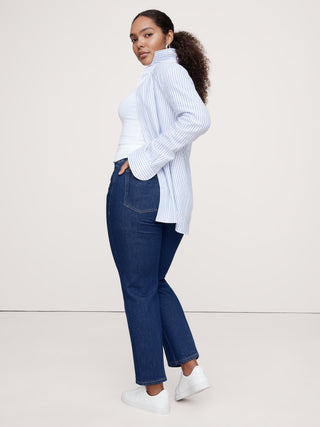Jeans Recto Talle Alto con Bolsillos