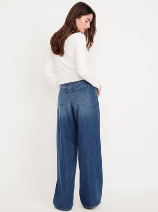 Jeans Holgados Talle Alto con Bolsillos