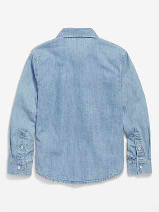 Camisa Manga Larga Denim con Bolsillos, Niño
