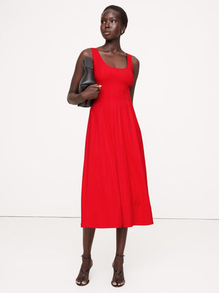 Vestido Midi Cuello Redondo