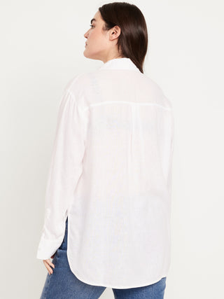Camisa Manga Larga con Bolsillo de Lino