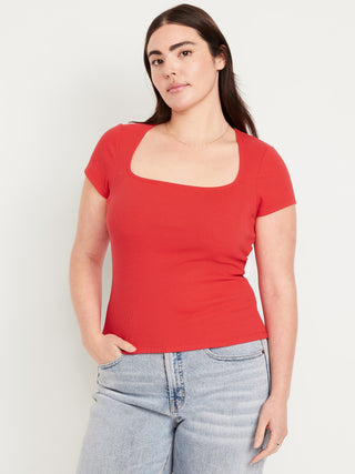 Camiseta Manga Corta Cuello Cuadrado