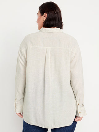 Camisa Manga Larga con Bolsillo de Lino