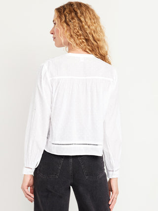 Camisa Manga Larga con Detalle Bordado