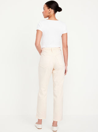 Jeans Crop Talle Alto con Bolsillos