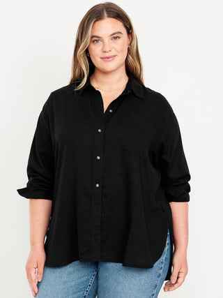 Camisa Manga Larga con Bolsillo de Lino