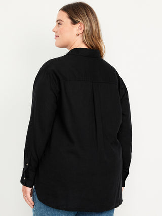Camisa Manga Larga con Bolsillo de Lino