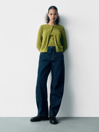 Jeans Barrel Talle Alto con Bolsillos