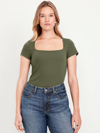 Camiseta Manga Corta Cuello Cuadrado