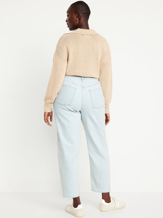 Jeans Barrel Talle Alto con Bolsillos