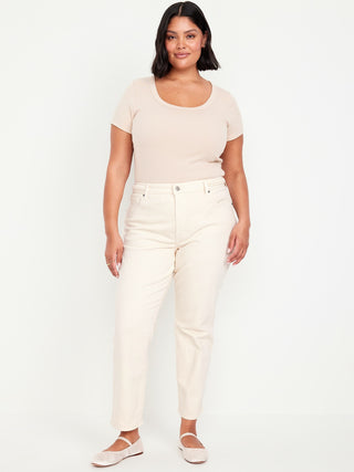 Jeans Crop Talle Alto con Bolsillos