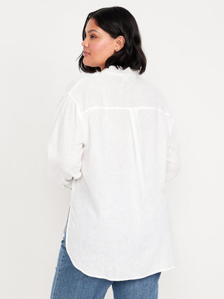 Camisa Manga Larga con Bolsillo de Lino
