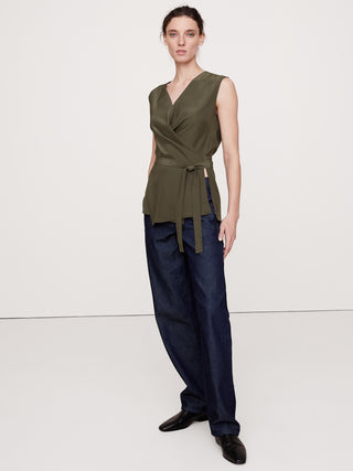 Blusa Cruzada con Tejido de Seda
