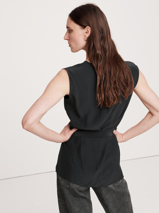 Blusa Cruzada con Tejido de Seda