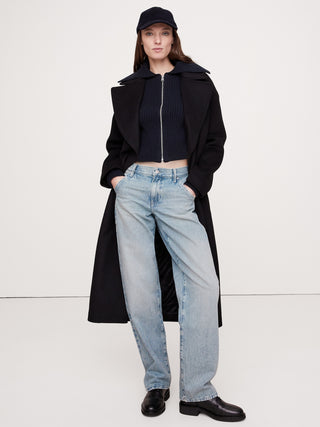 Jeans Holgado Talle Medio con Bolsillos