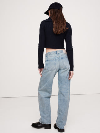 Jeans Holgado Talle Medio con Bolsillos