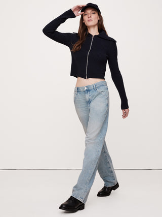 Jeans Holgado Talle Medio con Bolsillos