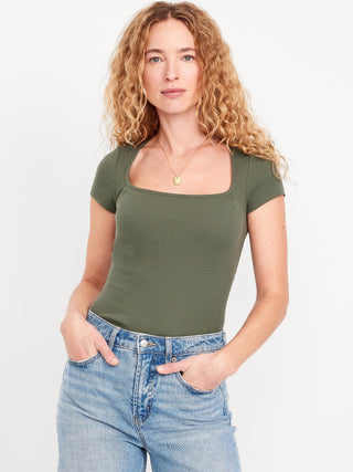 Camiseta Manga Corta Cuello Cuadrado