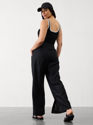 Pantalón Ancho con Bolsillos de Lino