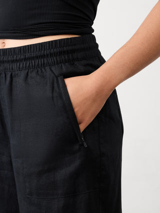 Pantalón Ancho con Bolsillos de Lino