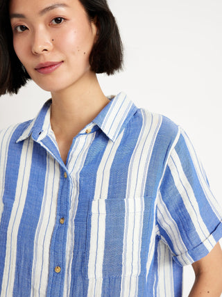 Camisa Manga Corta con Estampado de Rayas
