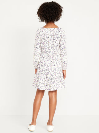 Vestido Manga Larga con Estampado Floral