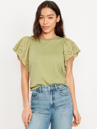 Camiseta Manga Corta con Volantes