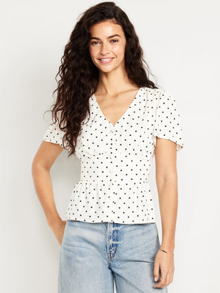 Blusa Cuello V con Botones Delanteros