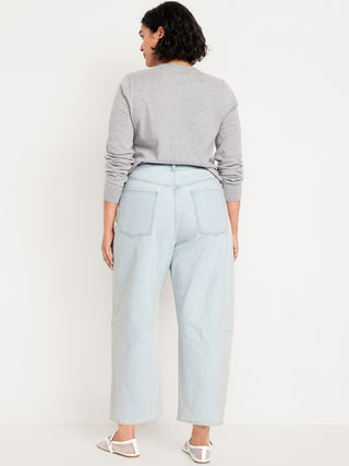 Jeans Barrel Talle Alto con Bolsillos