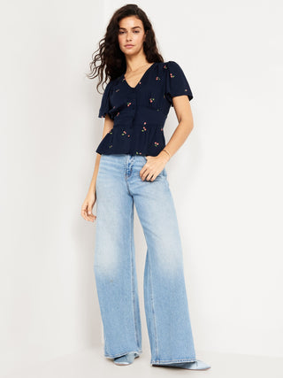 Blusa Cuello V con Botones Delanteros