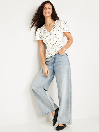 Blusa Cuello V con Botones Delanteros