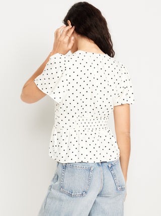 Blusa Cuello V con Botones Delanteros