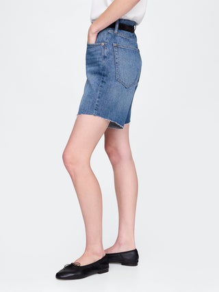 Bermuda Denim Talle Medio con Bolsillos