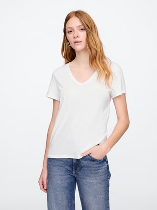 Camiseta Manga Corta Cuello V de Algodón