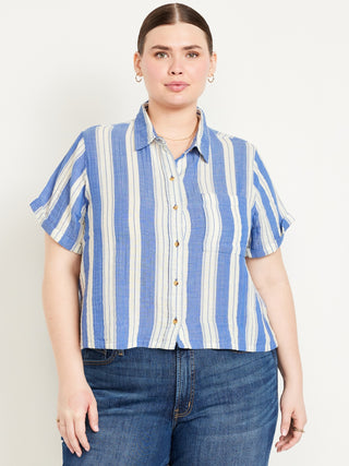 Camisa Manga Corta con Estampado de Rayas