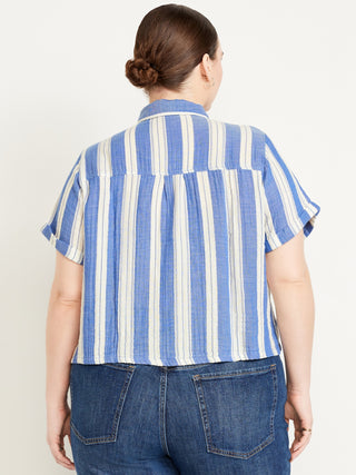 Camisa Manga Corta con Estampado de Rayas