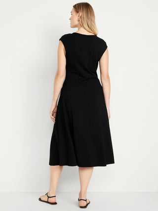 Vestido Midi Cuello Redondo de Algodón