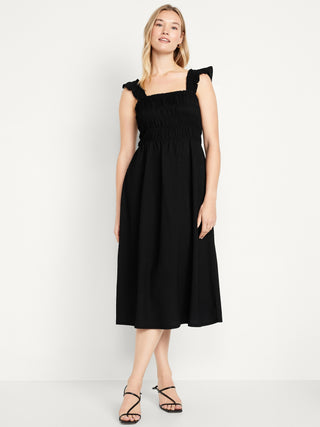 Vestido Midi con Tirantes de Volantes