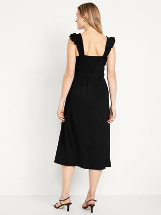 Vestido Midi con Tirantes de Volantes