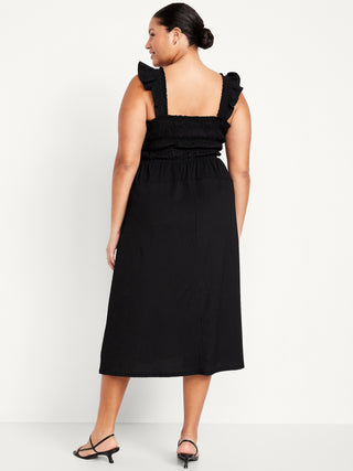 Vestido Midi con Tirantes de Volantes