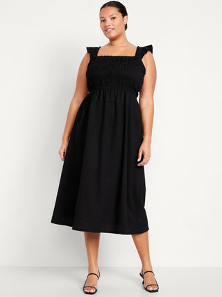Vestido Midi con Tirantes de Volantes