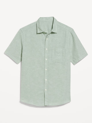 Camisa Manga Corta con Bolsillo de Lino