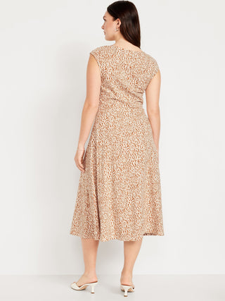 Vestido Midi Cuello Redondo de Algodón