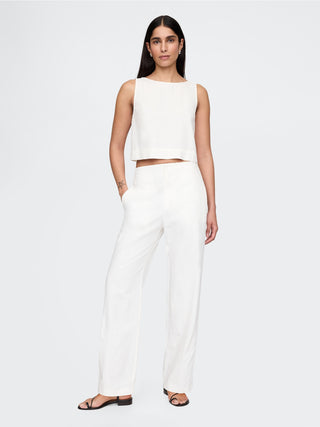 High-Waisted Ankle-Length Trousers with Pockets