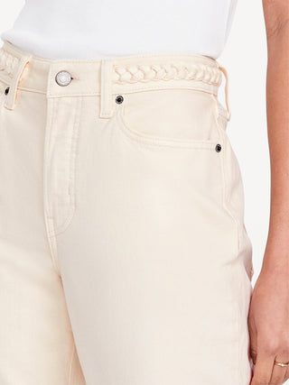 Jeans Crop Talle Alto con Bolsillos